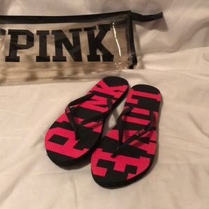 VS Pink Flip Flops with Bag